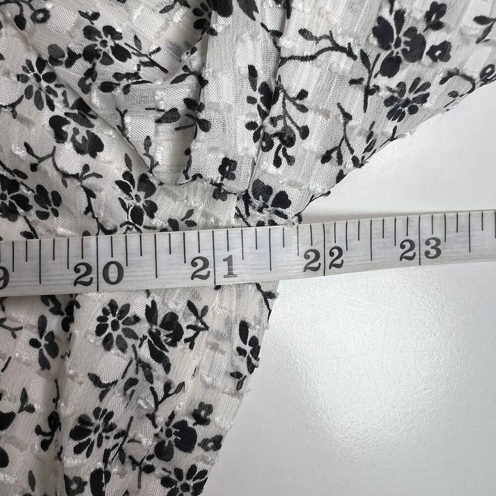 Madewell Women's Peplum Blouse Black and White Ditsy Floral Print Airy Size XL - Picture 11 of 16